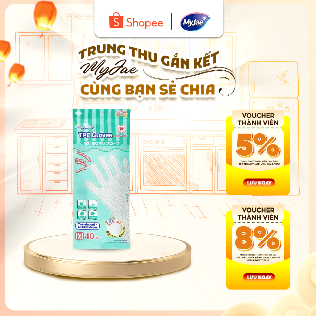 Găng tay kháng khuẩn TPE dùng một lần MyJae