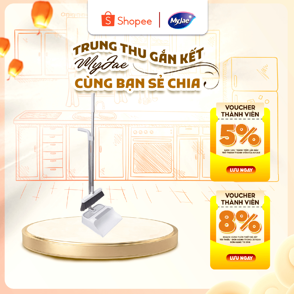 [Gấp Gọn Tiện Lợi] Bộ chổi quét nhà tiện lợi MyJae - Kèm đồ hốt rác