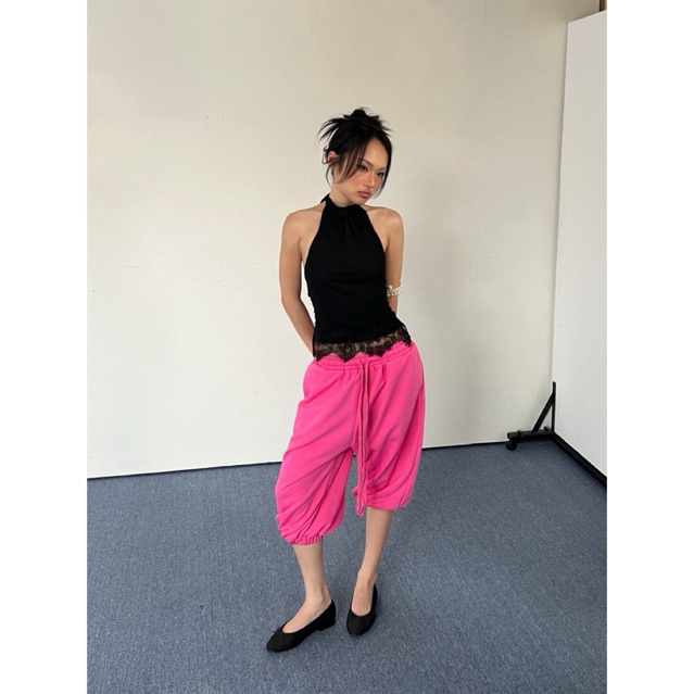 ALCOHOLIDAY - Áo yếm hở lưng phối ren chất liệu thun lưới co giãn BARE LACE TOP