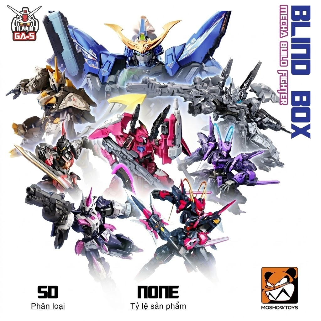 Mô hình lắp ráp Moshow Blind box Ver 02, Hộp Gacha Date Samune, Lubu, Lancelot, God Whip