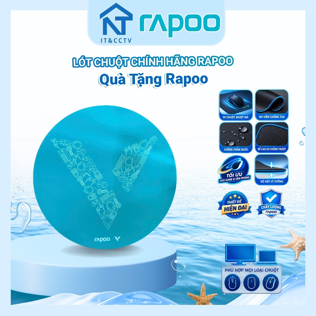 Lót Chuột Rapoo Gaming Chính Hãng Màu Xanh/Đen Bề Mặt Mịn Chống Trượt – Mouse Pad Rapoo