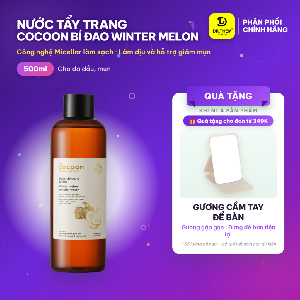 Nước Tẩy Trang Bí Đao Cocoon Tẩy Sạch Makeup & Giảm Dầu 500ml - Dr Thêm