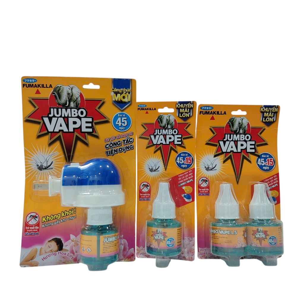 Bộ Máy Xông Đuổi Muỗi - Lọ Tinh Dầu Đuổi Muỗi Jumbo Vape L5 Hương Hoa Lily