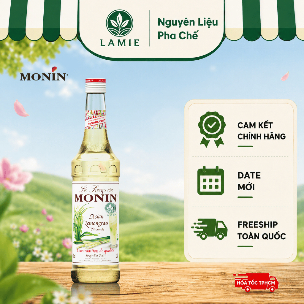 Siro | Syrup Monin Lemongrass (Monin Sả) 700ml [Chính Hãng]