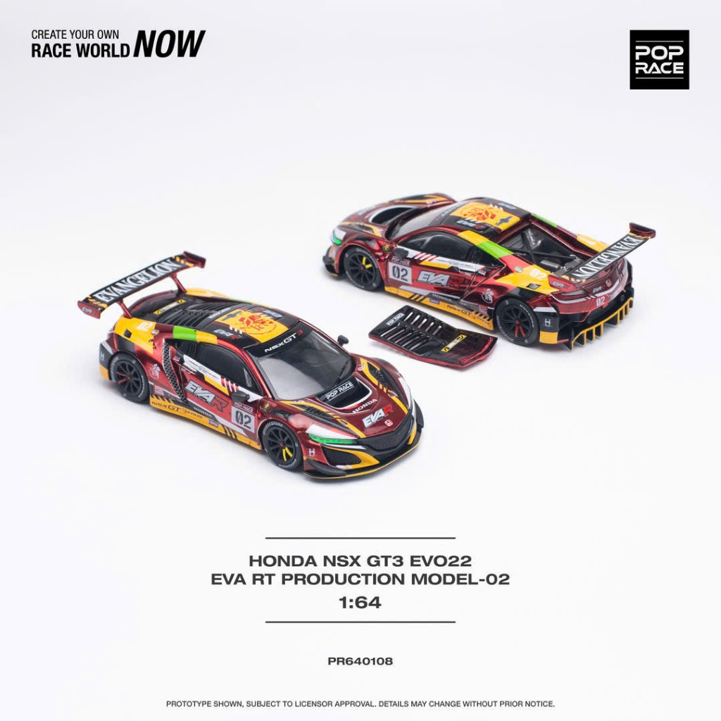 Mô Hình Xe POP RACE Honda NSX GT3 EVO22 EVA RT Production Model-02 1:64 Diecast PR640108 (siêu hiếm)