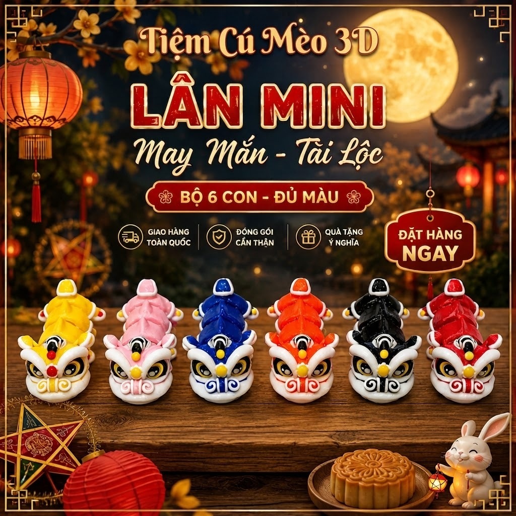 Móc khoá lân sư rồng 3d , móc treo ba lô con lân , đồ chơi trung thu , quà tặng trung thu, móc balo