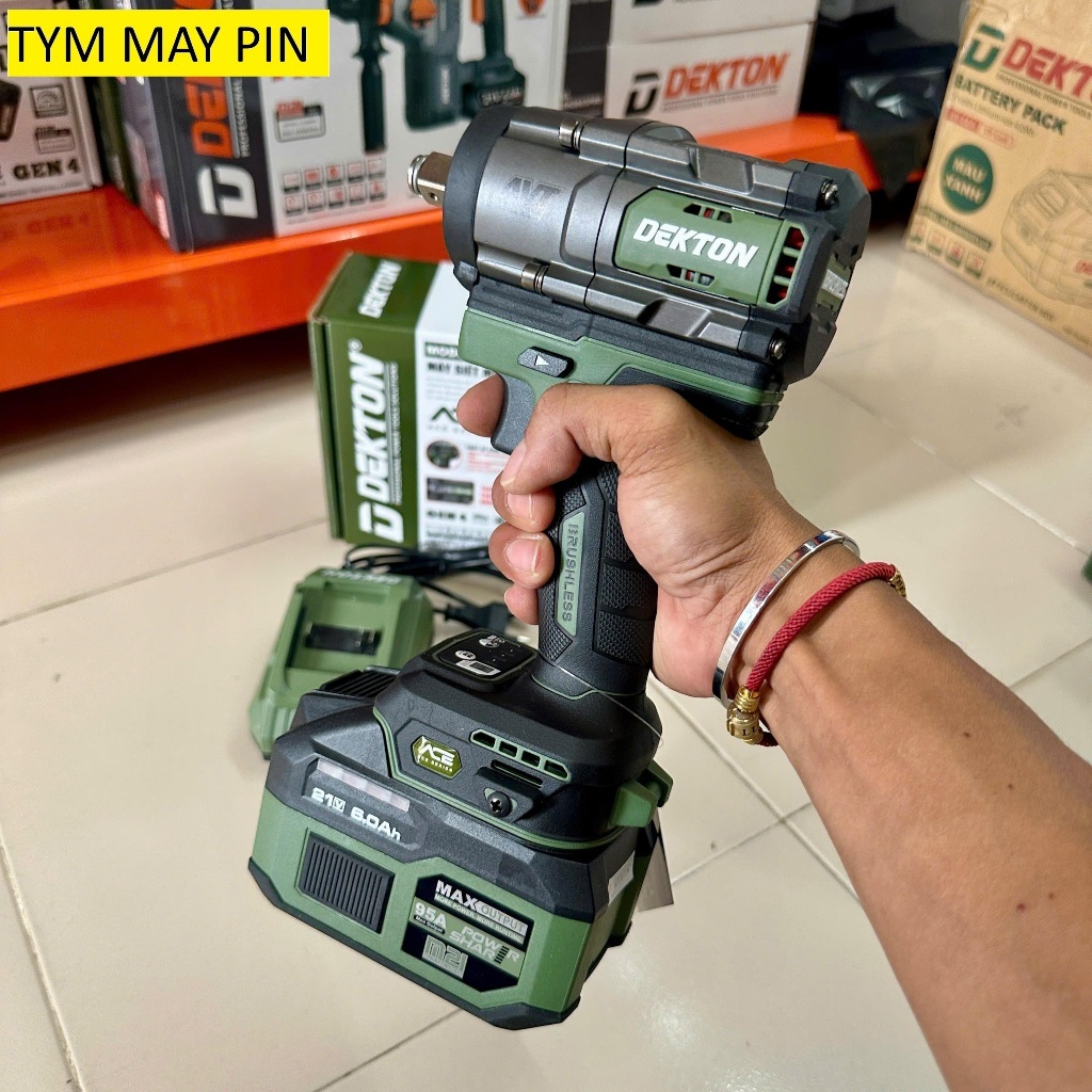 máy bulong pin 710N.m hiệu DEKTON model M21-IW710XPROMAX máu olive (kèm 1 pin 1 sạc) / bản nâng cấp 