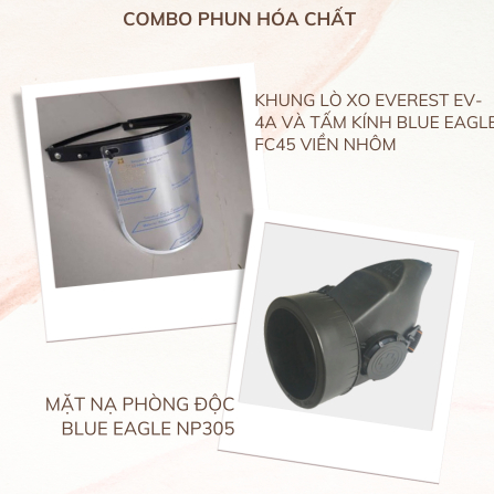Bộ Phun hóa chất - Mặt nạ phòng độc Blue Eagle NP305 + khung lò xo Everest EV-4A và tấm kính Blue Ea