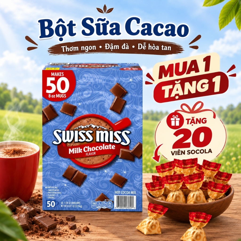 [DATE 12/2027] Bột Cacao Swiss Miss Milk Chocolate Flavor Thơm Ngon Bột Sữa Cacao Swiss Miss Nhập Mỹ
