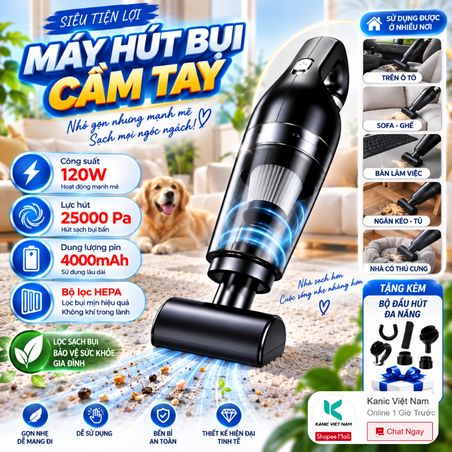 Máy hút bụi mini cầm tay TILUX không dây lực hút bụi mạnh 6000mpa nhỏ gọn pin sạc tiện lợi làm sạch bàn phím ô tô