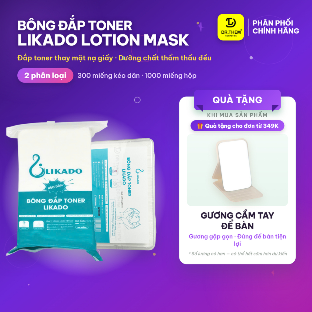 Bông Đắp Toner Likado Lotion Mask 1000 Miếng Cotton Mềm (1 Hộp)- Dr Thêm