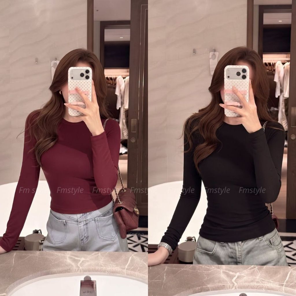 Áo Thun Nữ Slimfit Tay dài trơn nhiều màu FMSTYLE  26080763