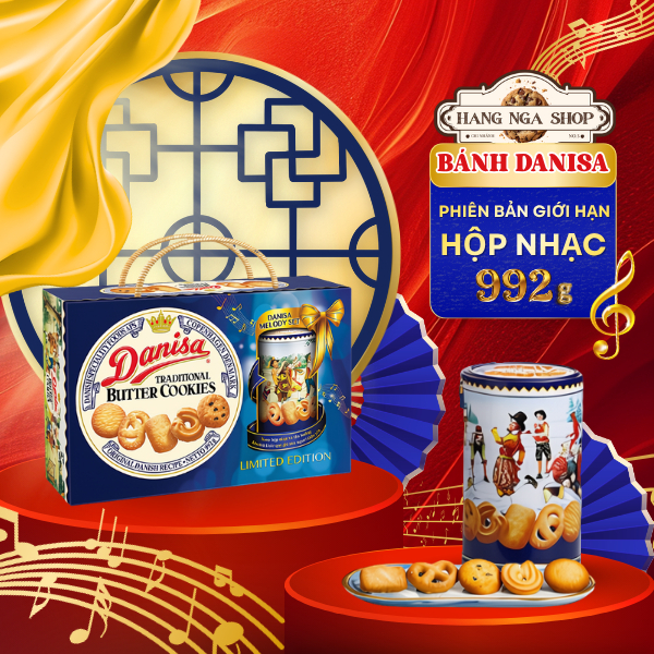 Danisa Hộp Nhạc Bánh Quy Bơ 992g - Date 11.2027 - Phiên bản giới hạn | Giá đã có VAT và có giá sỉ