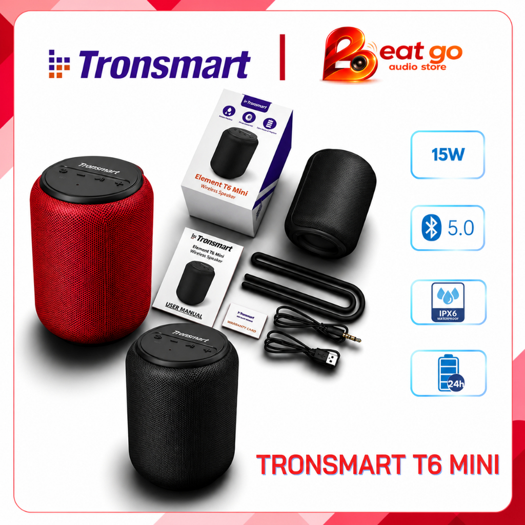 Loa Tronsmart Element T6 mini 15W, Bluetooth 5.0, chống nước IPX6 Công suất 15W, nghe nhạc 24 giờ
