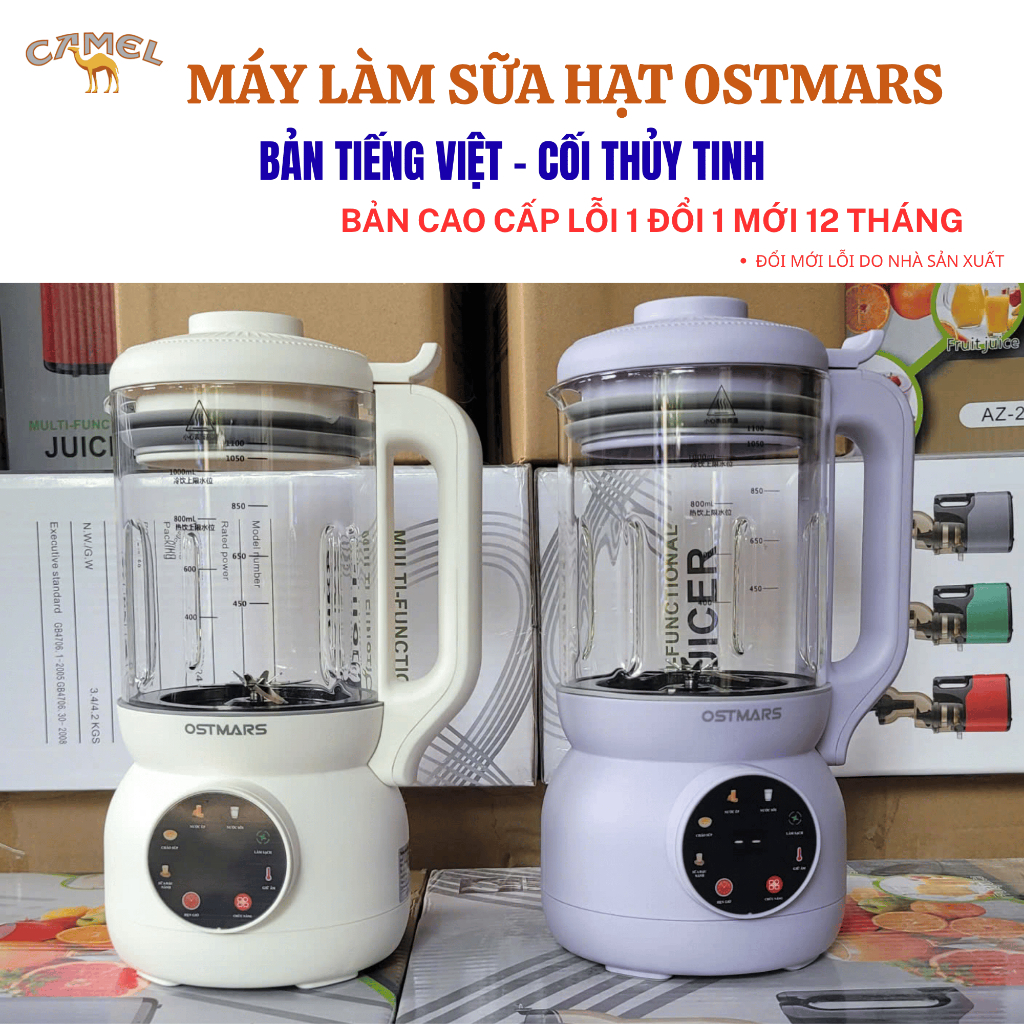Máy làm sữa hạt OSTMARS cao cấp , máy làm sữa hạt cối thủy tinh dung tích 1100ml chính hãng