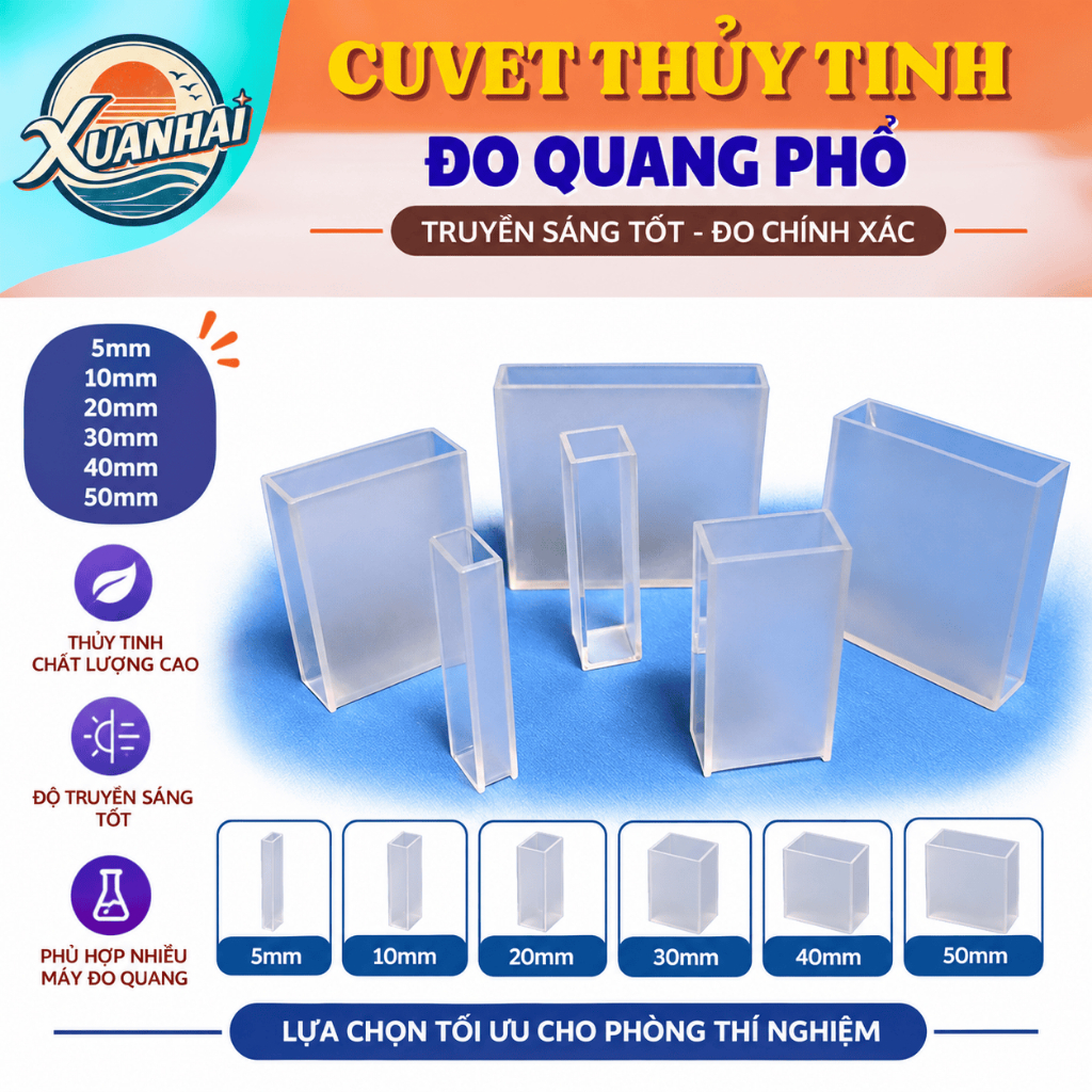 Cuvet thủy tinh 5mm 10mm 20mm 30mm 40mm 50mm