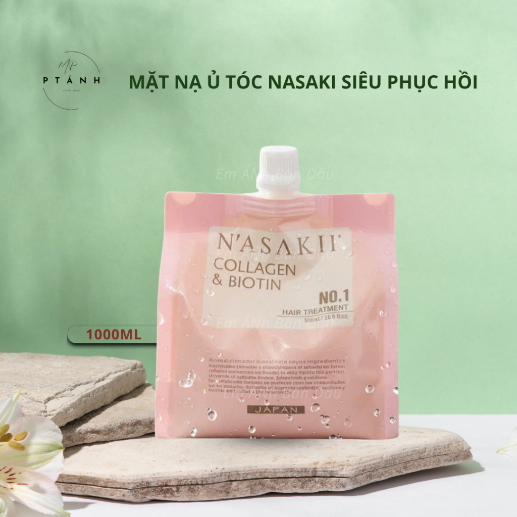 Kem Ủ Tóc Chuyên Sâu NASAKI Collagen & Biotin Phục Hồi Liên Kết Tóc 1000ml | Em Ánh Bán Dầu