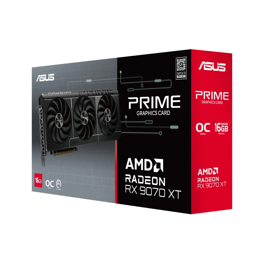 Card màn hình ASUS Prime Radeon™ RX 9070 XT OC Edition 16GB GDDR6 new chính hãng 36T