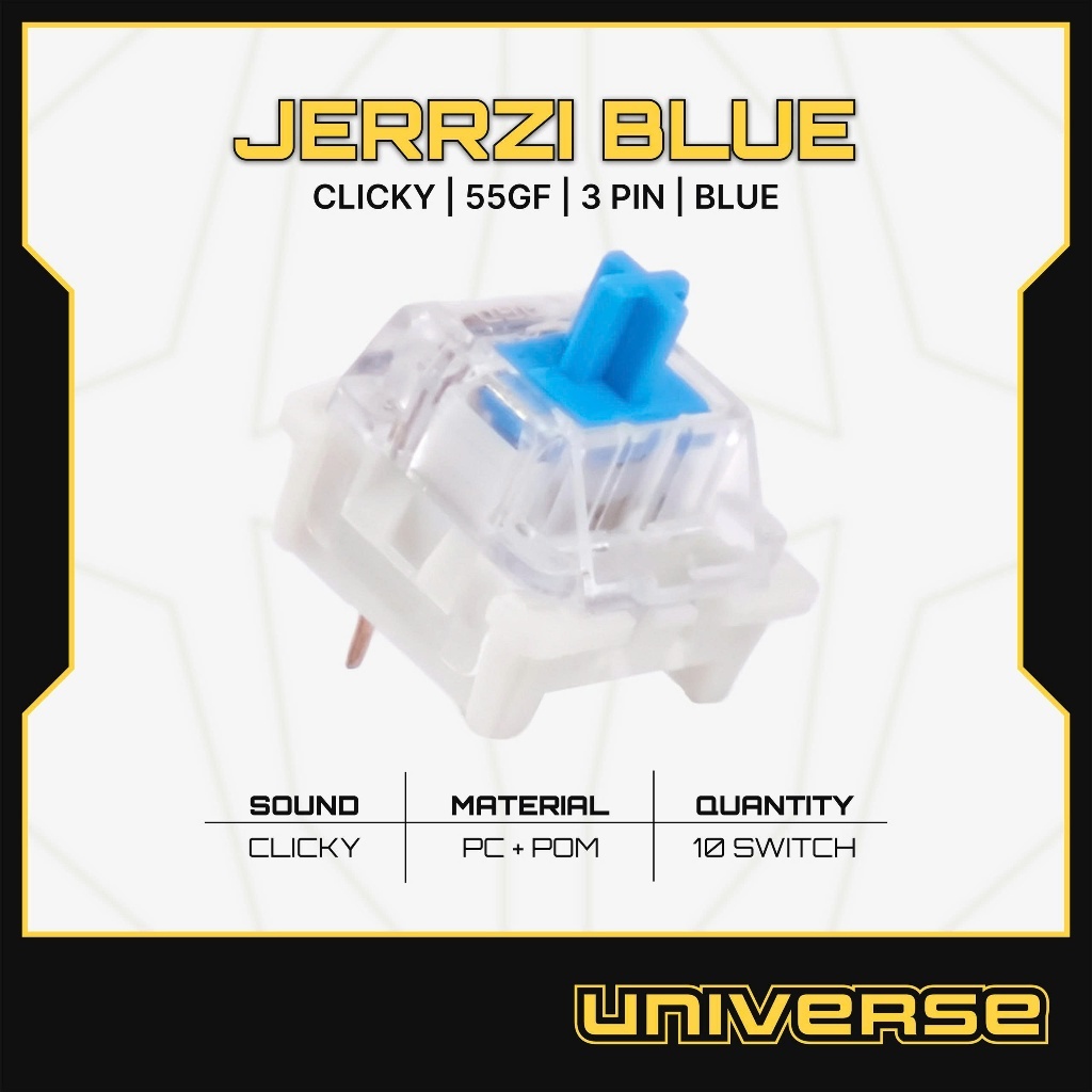 10 Switch Jerrzi Blue Switch Clicky 3 Pin 55g PC + POM Công Tắc Bàn Phím Cơ Bàn Phím Uninverse