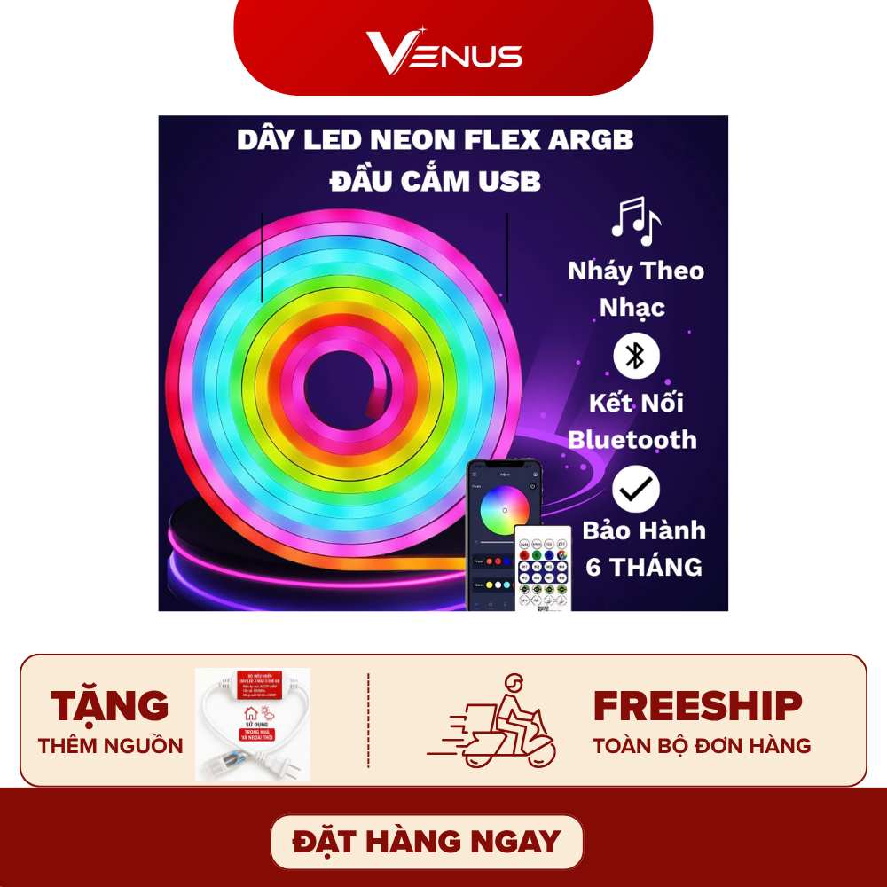 Đèn NEON FLEX - Dây Đèn Led Neon Chạy Đuổi ARGB Trang Trí [ Tặng Kẹp ] Decor Tường Phòng Ngủ, Phòng 