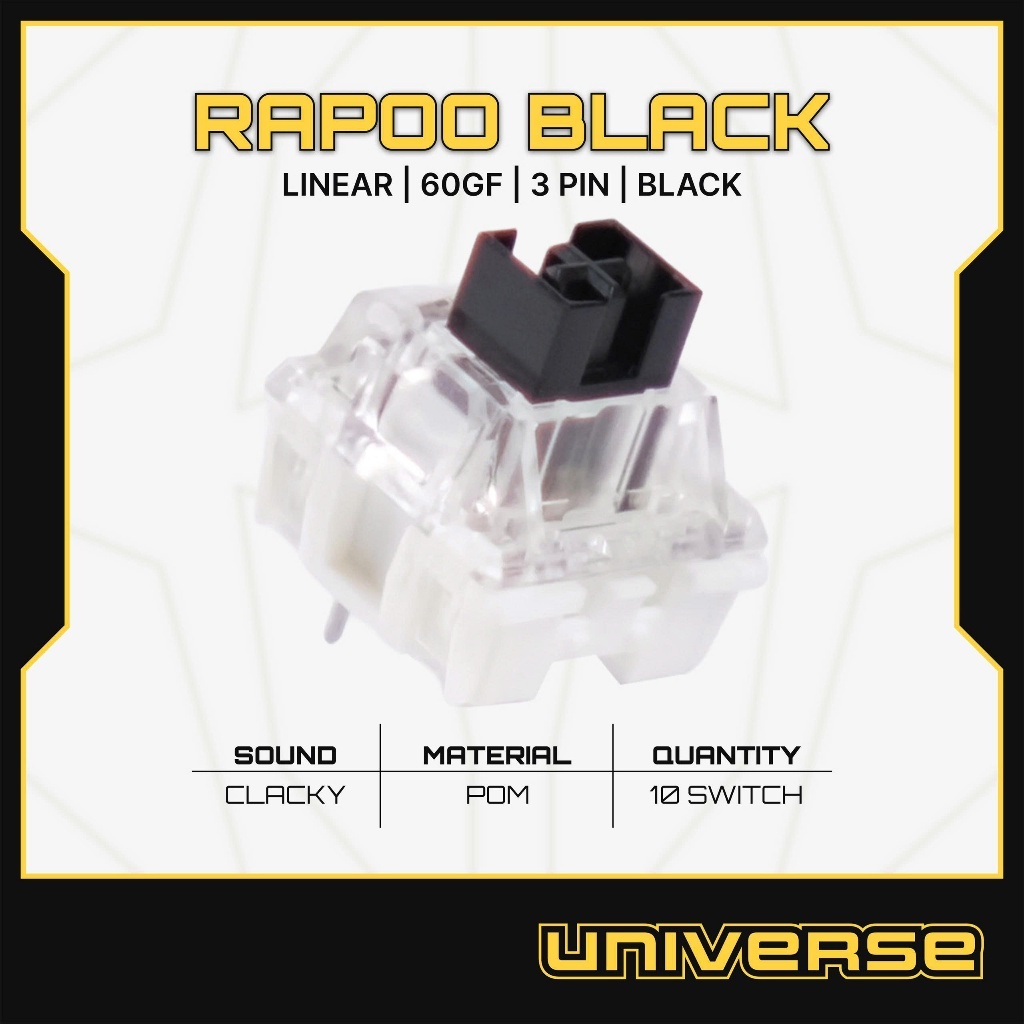 10 Switch Rapoo Black Stem Box Switch Linear 60g 3 Pin POM Công Tắc Bàn Phím Cơ Bàn Phím Universe