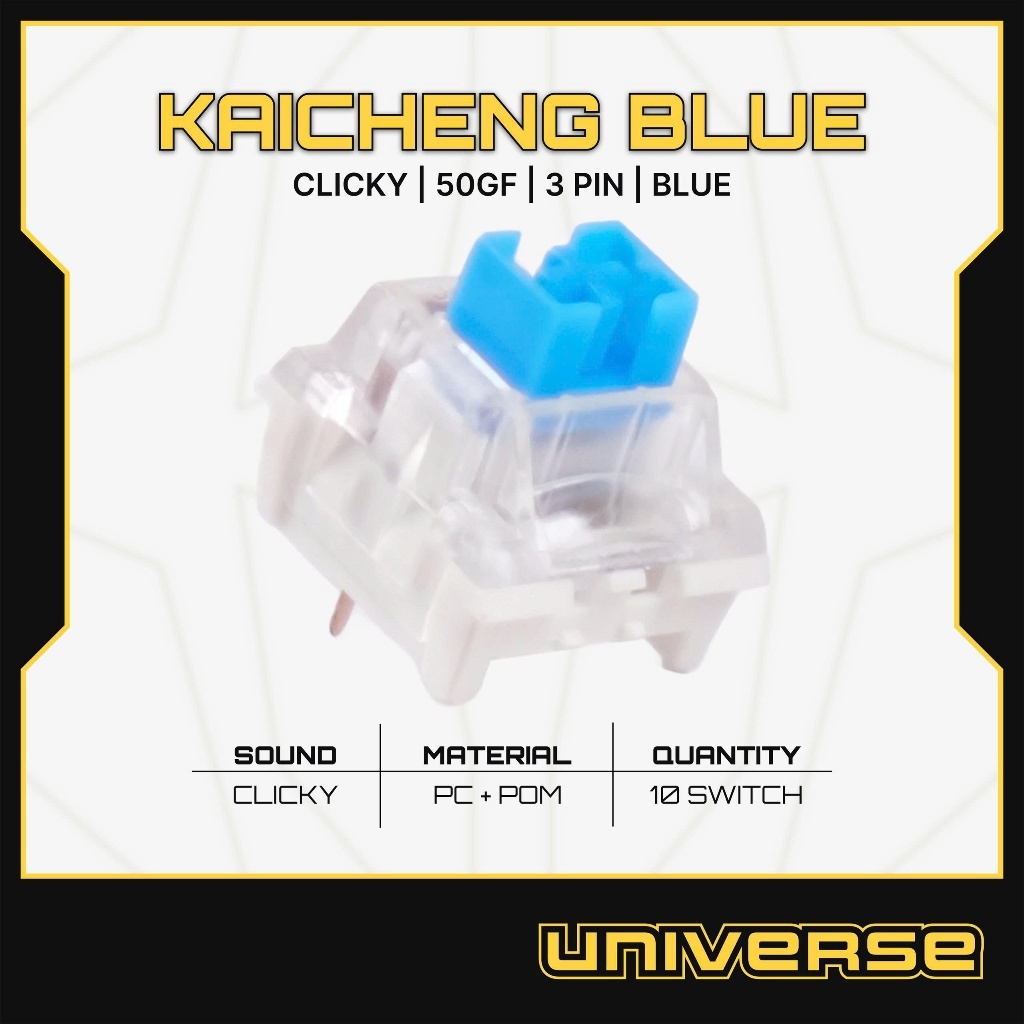 10 Switch KaiCheng Blue Switch Clicky 50g 3 Pin PC + POM Công Tắc Bàn Phím Cơ Bàn Phím Universe