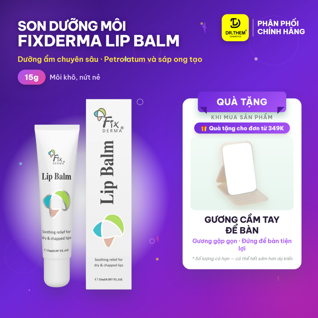 Son Dưỡng Môi Fixderma Lip Balm 15ml - Giúp Giảm Khô Môi, Mềm Mại- Dr Thêm