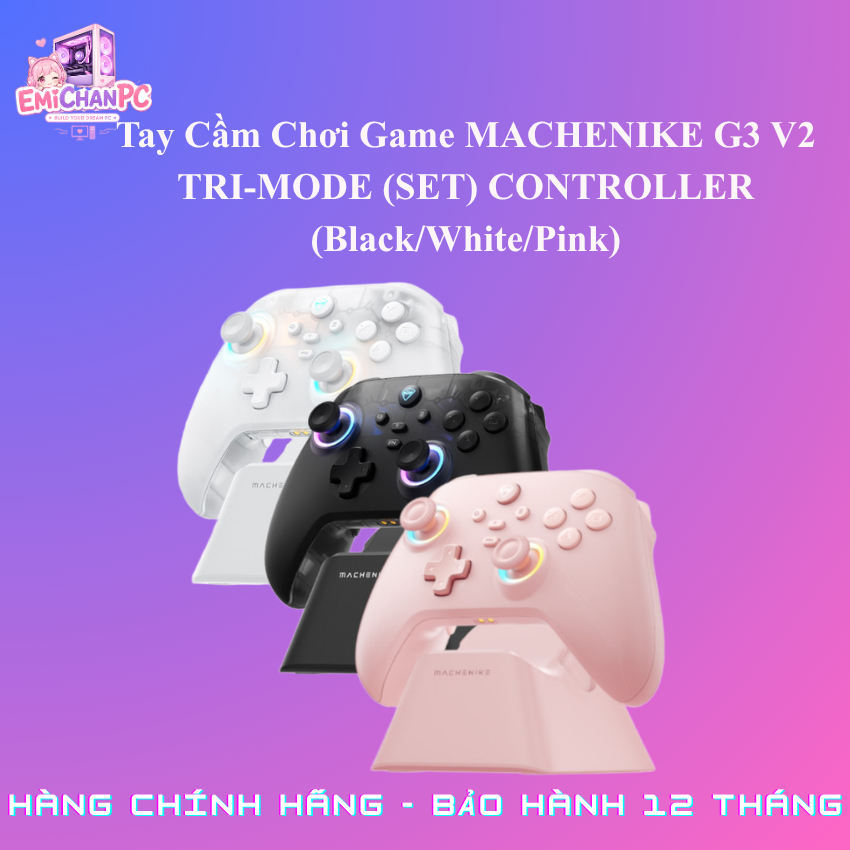 Tay Cầm Chơi Game MACHENIKE G3 V2 TRI-MODE (SET) CONTROLLER (Black/White/Pink) - Hàng chính hãng - B