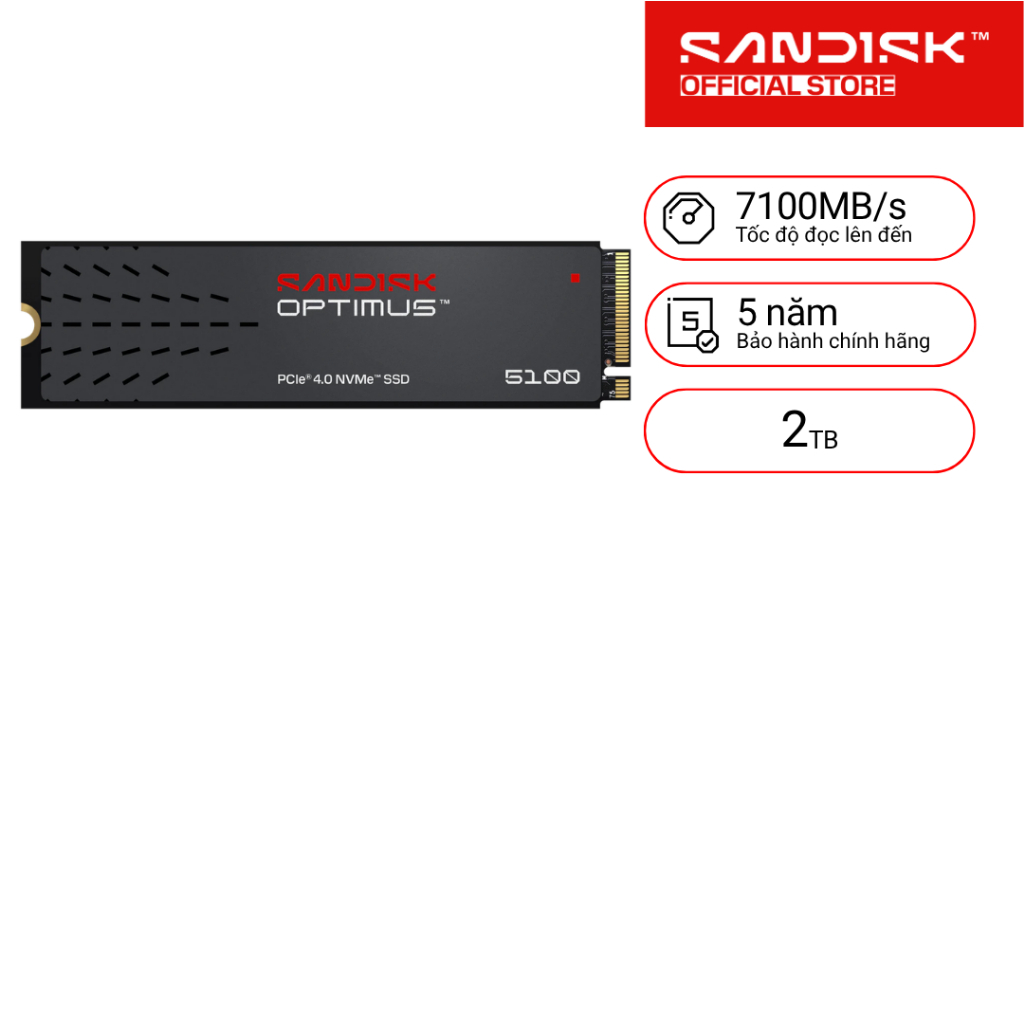 SSD gắn trong SANDISK Optimus 5100 500GB/1TB/2TB M.2 2280 up to 6600MB/s - Bảo Hành 5 năm