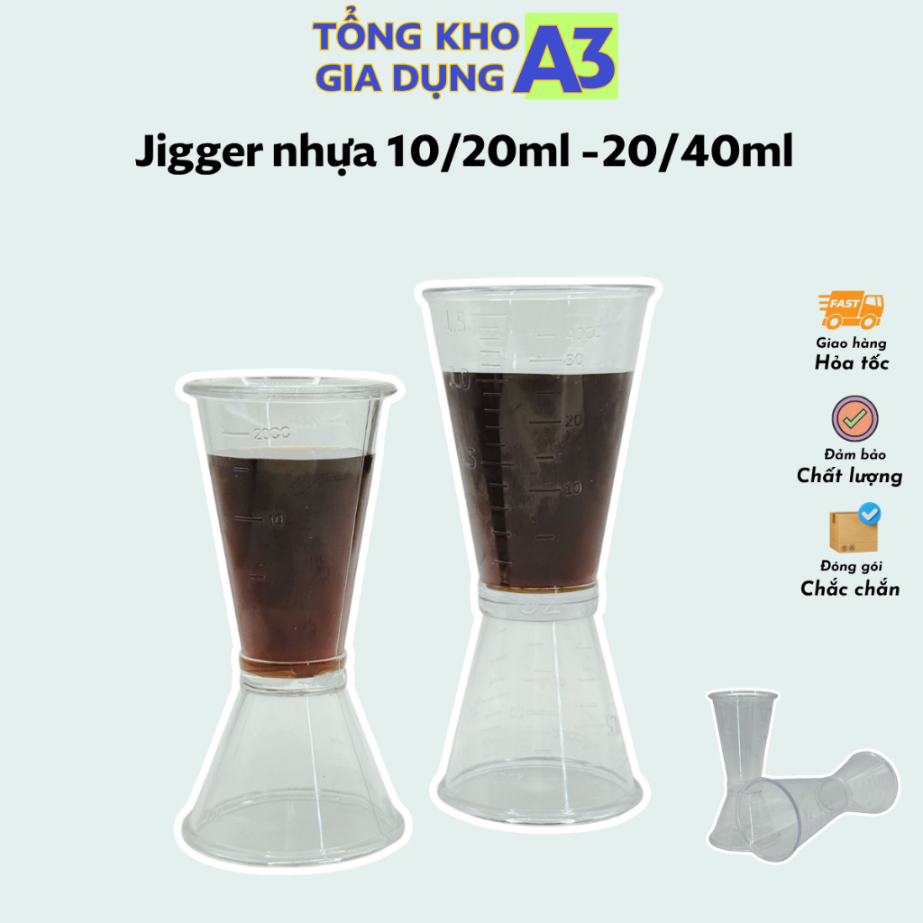 Jigger nhựa chia vạch, jigger inox dùng cho pha chế