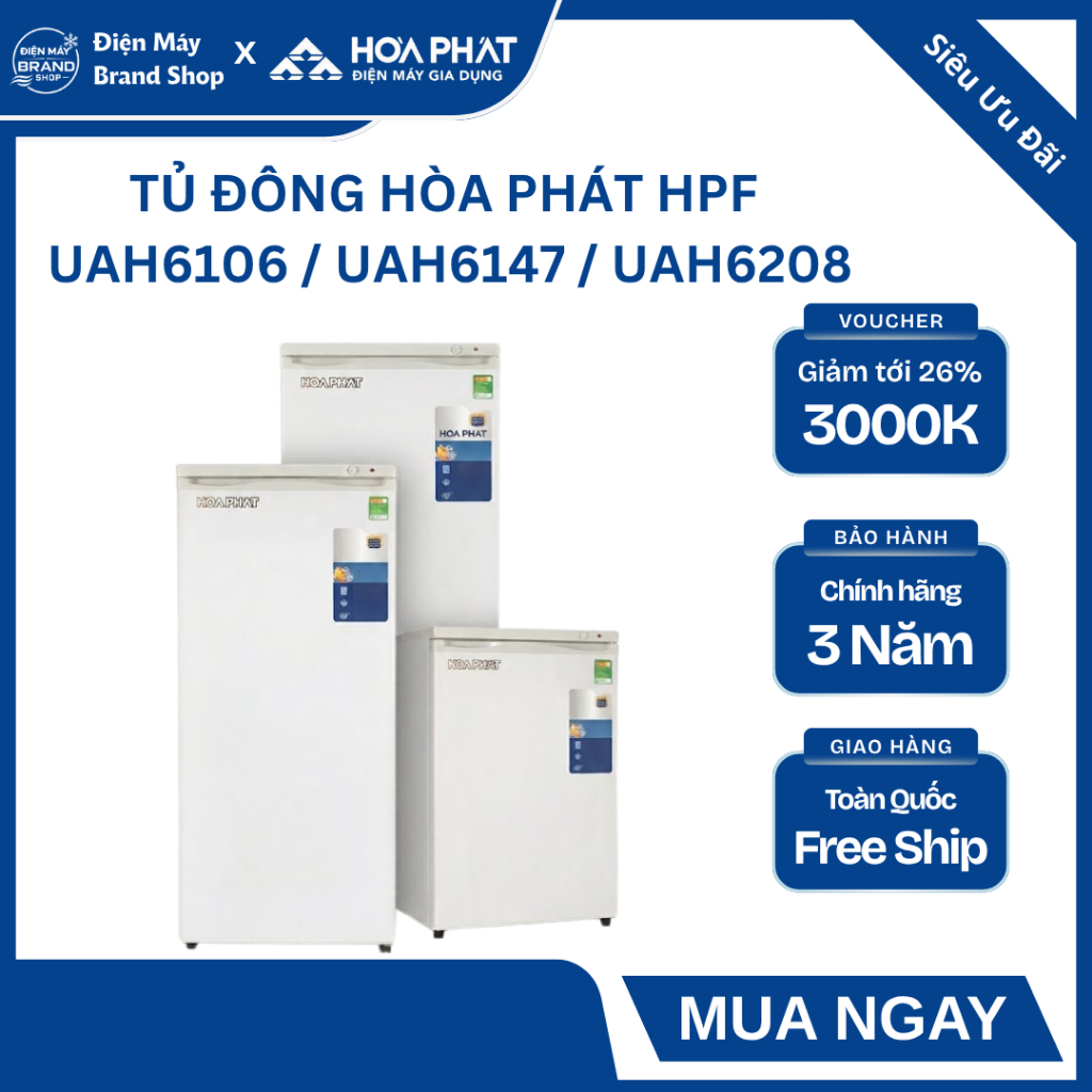 TỦ ĐÔNG ĐỨNG HÒA PHÁT - HPF UAH6106 / HPF UAH6147 / HPF UAH6208 - CẤP ĐÔNG CỰC SÂU, CHIA NGĂN TRÁNH 