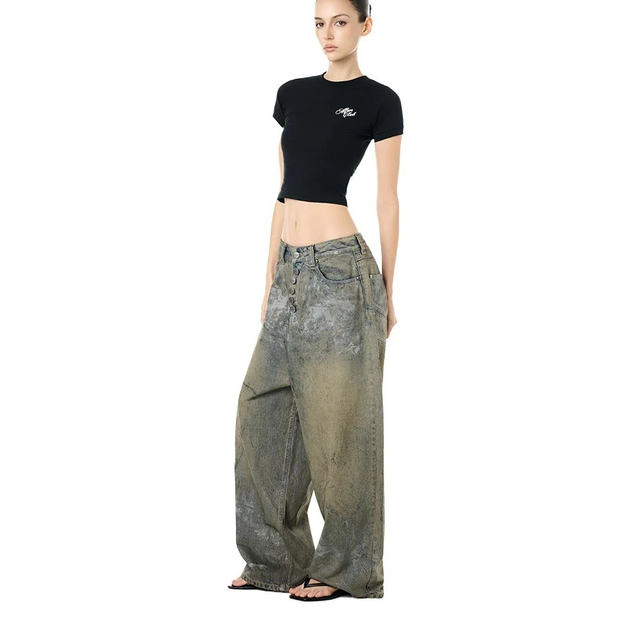 QUẦN JEANS LOCAL BRAND "ALFAER" CORAL WASHED BAGGY JEANS