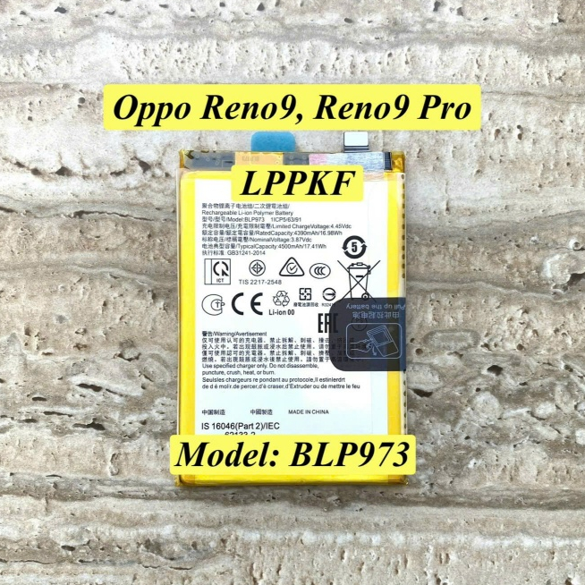 Pin Thay Cho OPPO RENO 9/RENO 9 PRO. Model: BLP973. PIN LINH KIỆN New, Loại Tốt, Ít Lỗi.