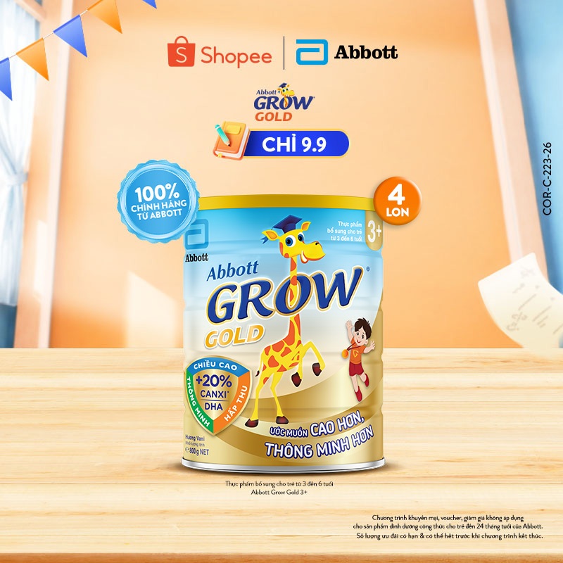 Combo 4 Lon Sữa bột Abbott Grow 3+ 800g