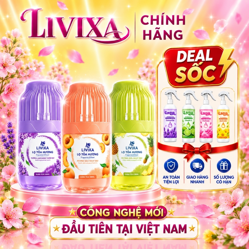 LIVIXA – Lọ Tỏa Hương Cao Cấp Hương Thơm Sang Trọng, Khử Mùi & Lưu Hương Bền Lâu