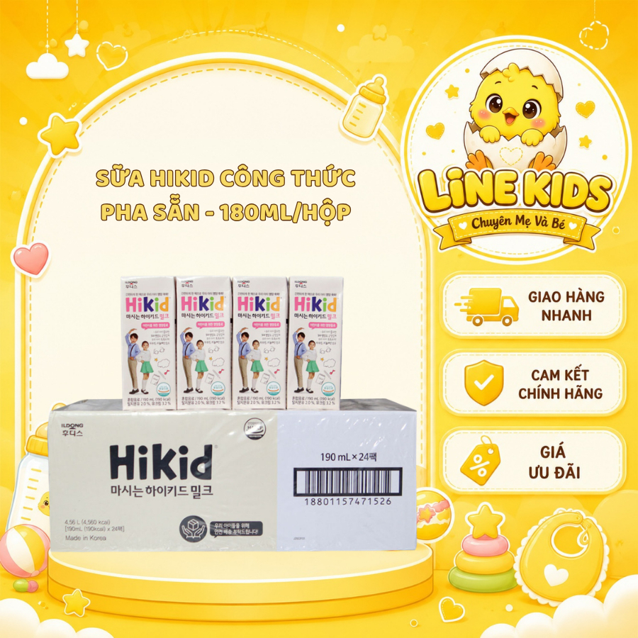 Sữa Hikid Pha Sẵn Hộp 190ml Nhập Khẩu Hàn Quốc - Sữa Hikid Pha Sẵn Tăng Chiều Cao Cho Bé