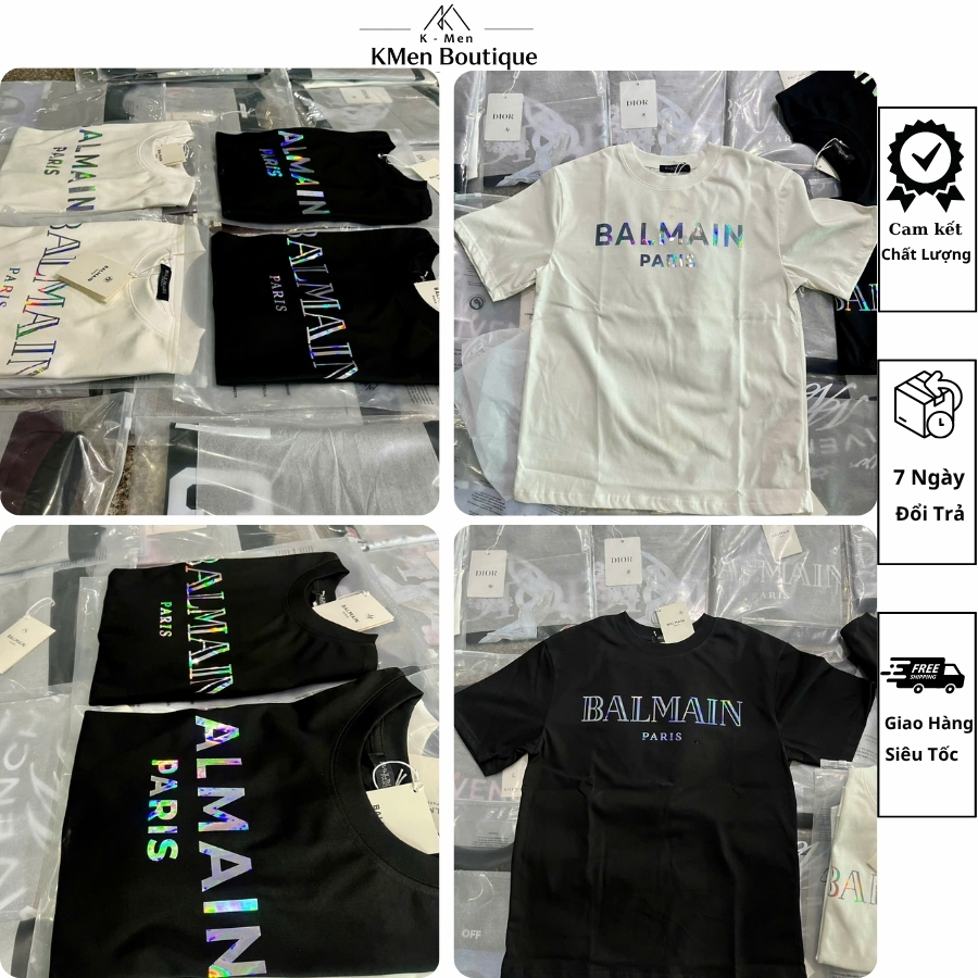 Áo Thun Nam BALMAIN PARIS Tay Ngắn Cổ Tròn Form Đẹp, Chất Vải Cao Cấp, Áo Phông Nam Thời Trang
