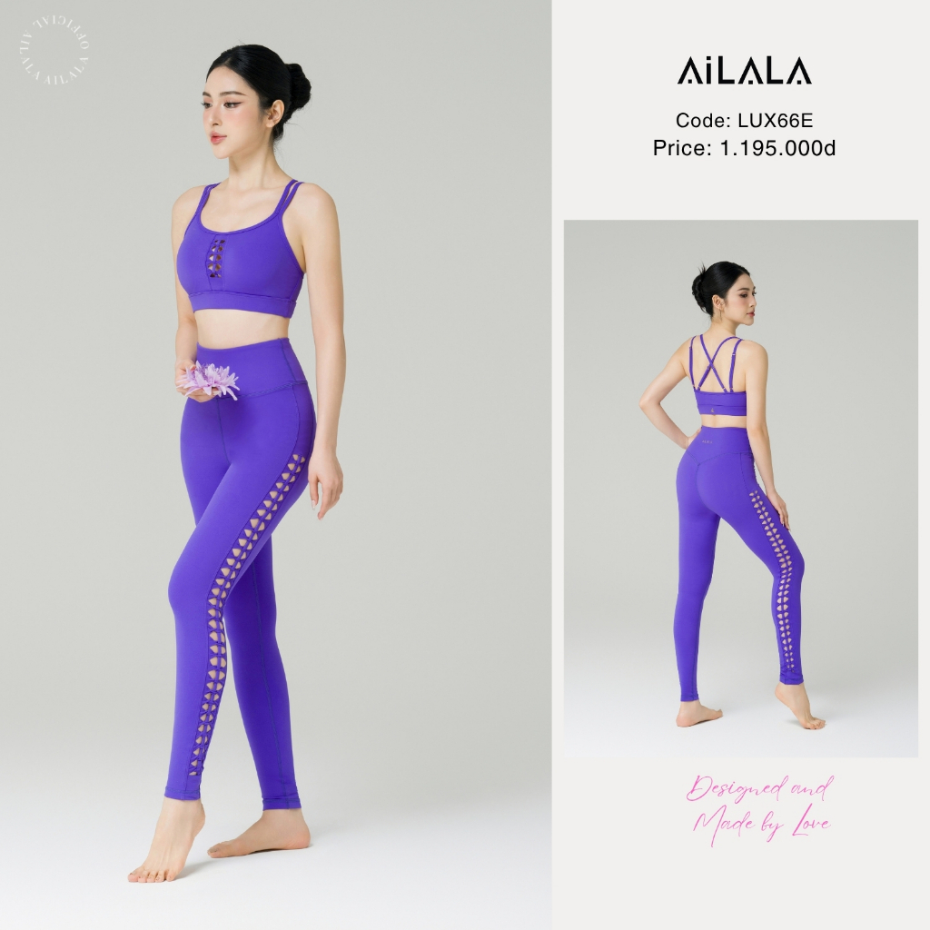 AiLALA LUX66 Bộ Đồ Tập Yoga Pilates Nữ, Áo Kèm Đệm, Quần Legging Cạp Cao, Thoáng Khí, Size S-XL
