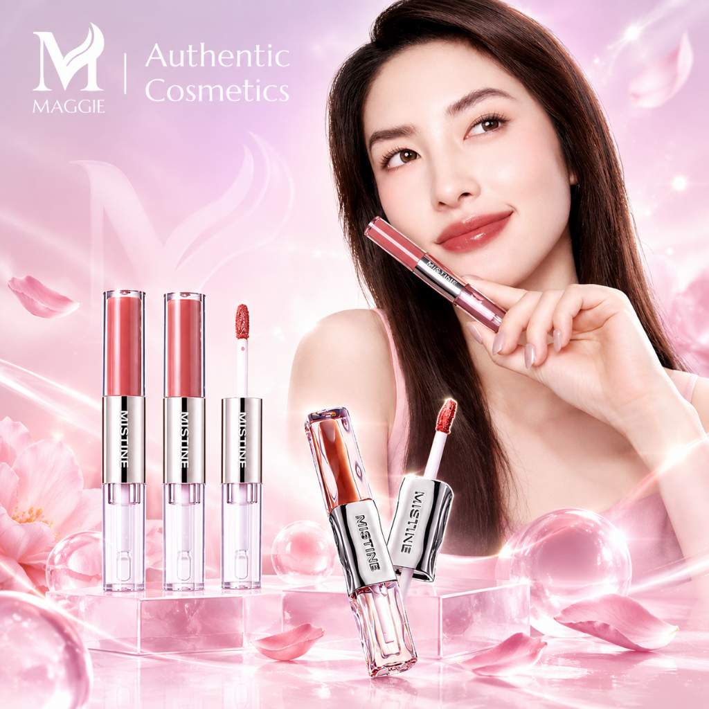 Son 2 Đầu Bóng Và Lì Mistine - Chất Lì Bóng, Môi Căng Mọng Tự Nhiên