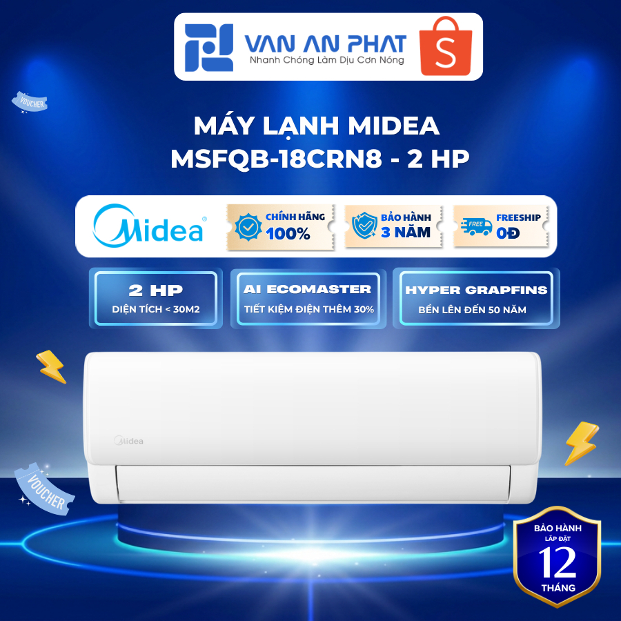 MSFQB-18CRN8 | Máy Lạnh Midea 2HP MSFQB-18CRN8 – Điều Hòa 2 Ngựa Không Inverter, Gas R32, Làm Lạnh N