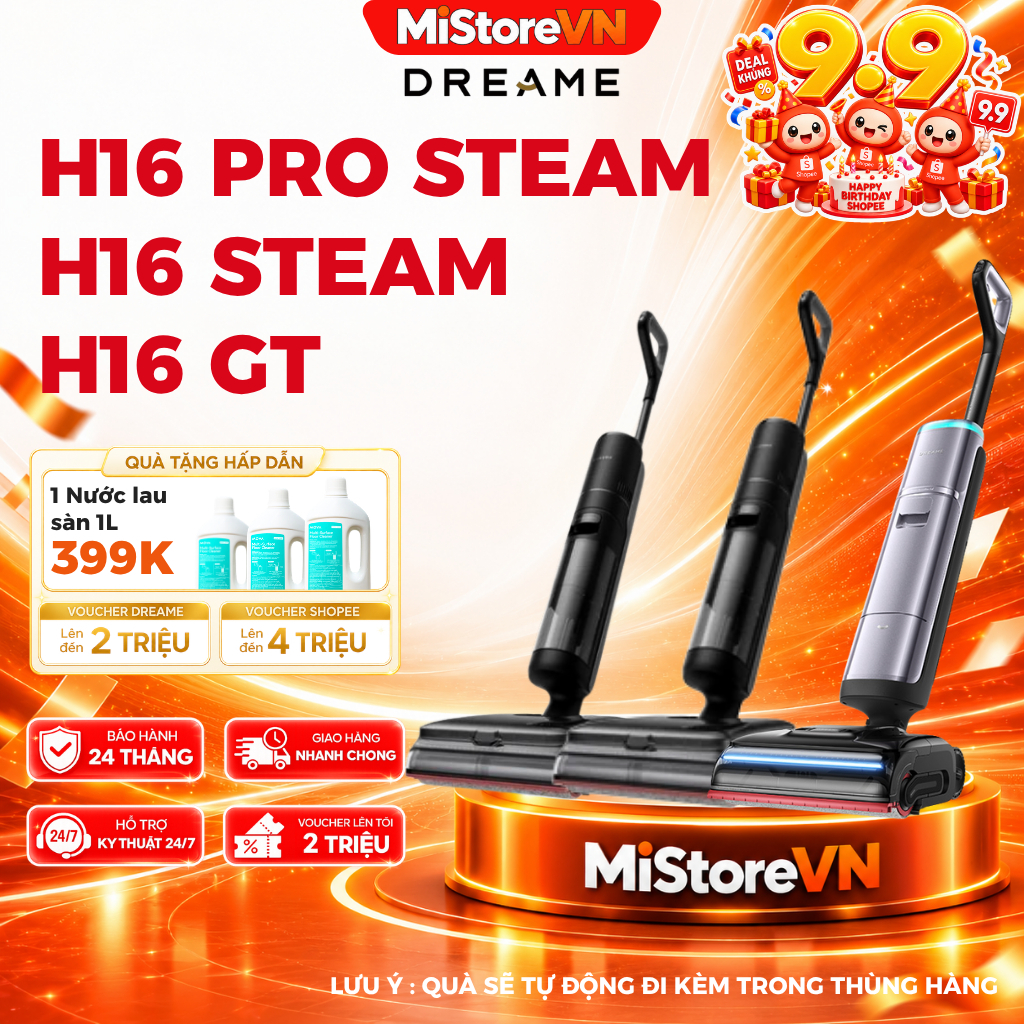 [GIÁ RẺ NHẤT] Dreame H16 Pro Steam/ H16 Steam/ H16 GT | Máy hút bụi lau nhà | Lau Sàn Hơi Nước 200℃