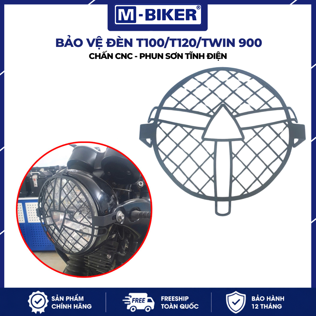 Bảo vệ đèn Triumph T100 - T120 đời từ 2017, Sơn tĩnh điện đen nhám | Phụ kiện Triumph T100 T120