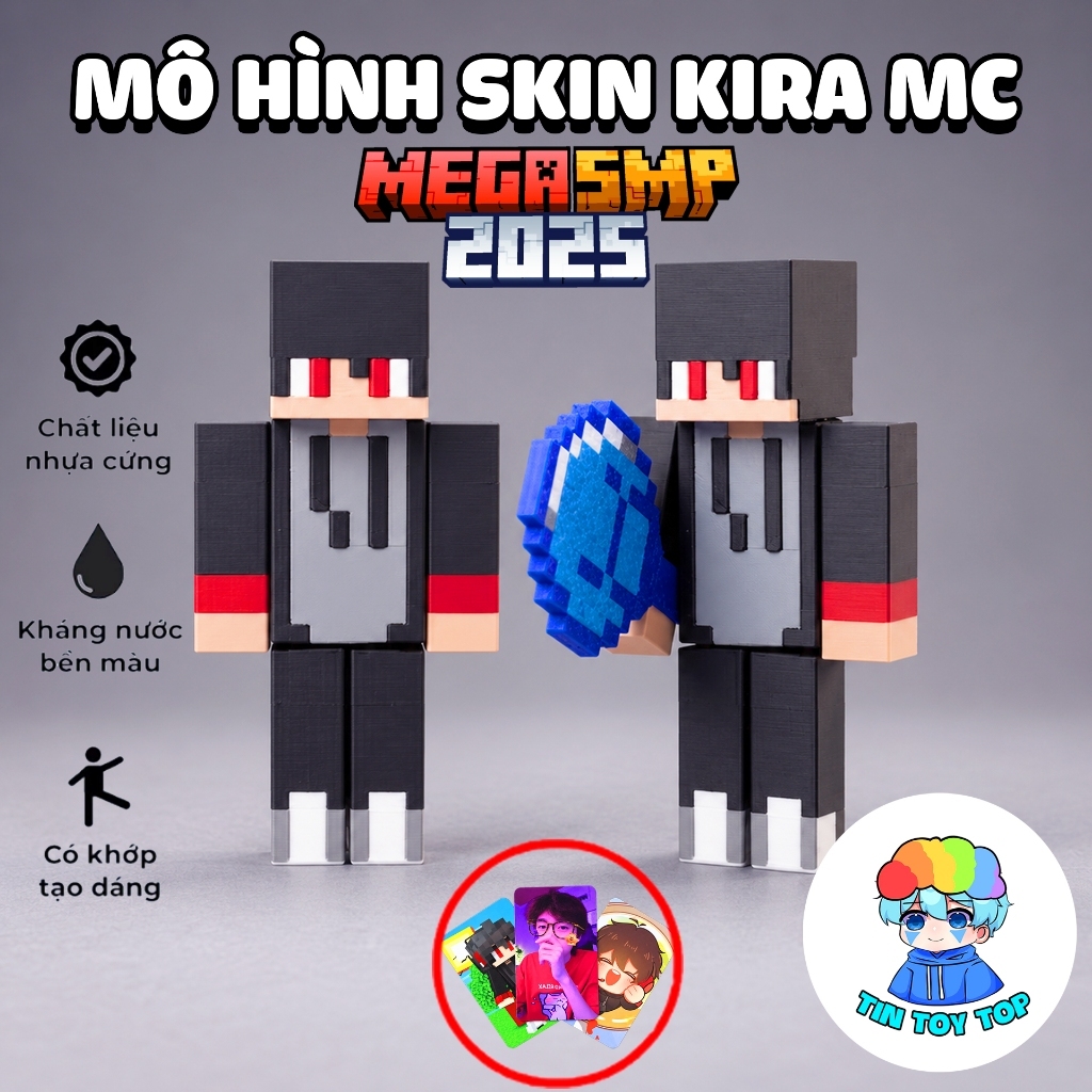 [KiraMC] Mô hình nhân vật Skin Minecraft Kira MC - SKIN MEGA SMP Sưu tầm và trưng bày, trang trí phò