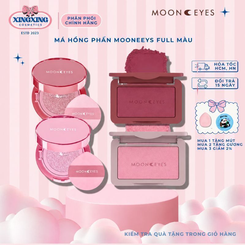 [Tặng Mút] 61 Má Moon Eyes Phấn Má Hồng MOONEYES BLUSH Dạng Bột Má Hồng Mooneyes Color Romantic Coll