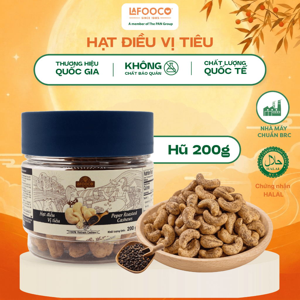 Hạt điều vị tiêu 200g LAFOOCO Pepper Roasted Cashew Nuts