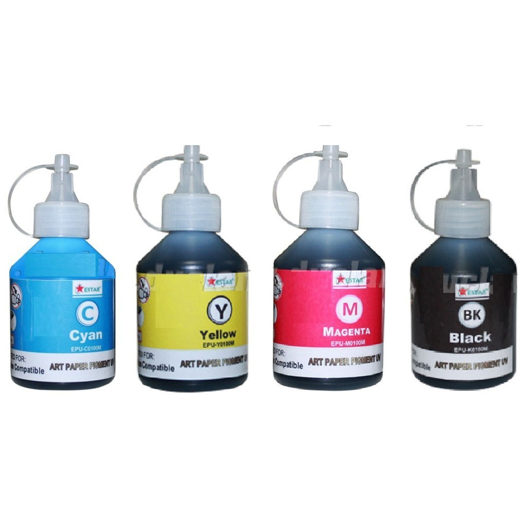 Mực Pigment UV Epson 6 màu-Mực gốc dầu hãng Estar dùng cho máy in Epson