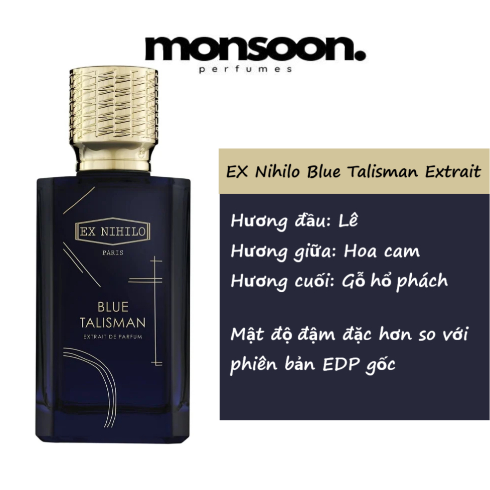 Nước hoa thủ công Ex Nihilo Blue Talisman Extrait cao cấp Monsoon