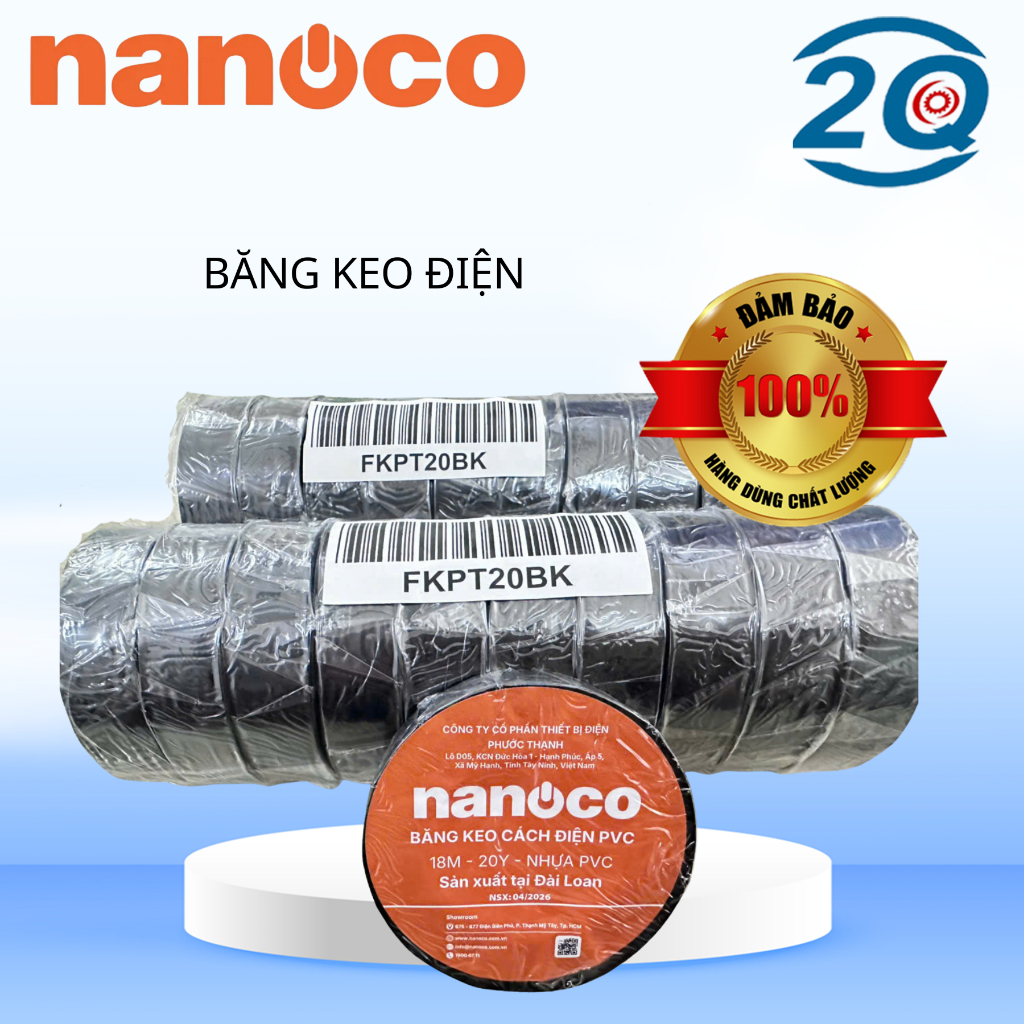 BĂNG KEO ĐIỆN CHÍNH HÃNG NANOCO FKPT20BK – 20 YARD