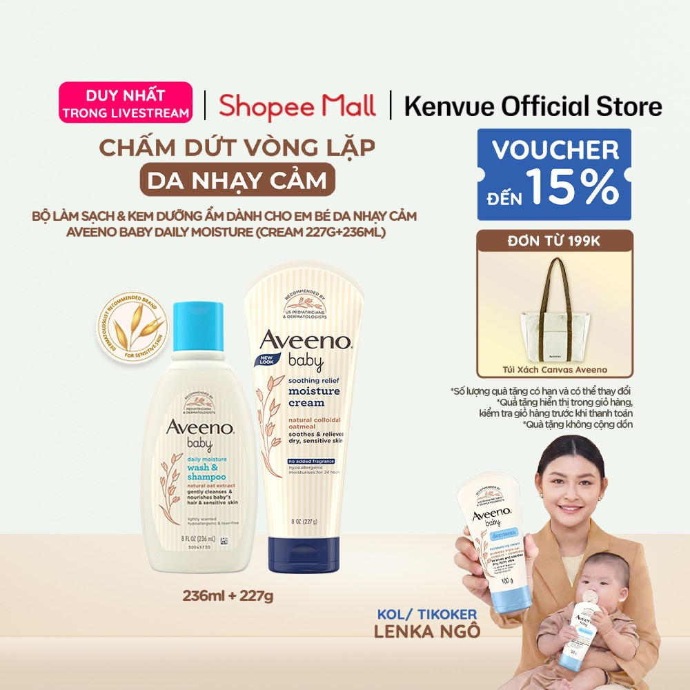 [KOL] Bộ Sữa Tắm Gội & Kem Dưỡng Ẩm Bé Da Nhạy Cảm Aveeno Baby Soothing Relief Moisture Cream (cream