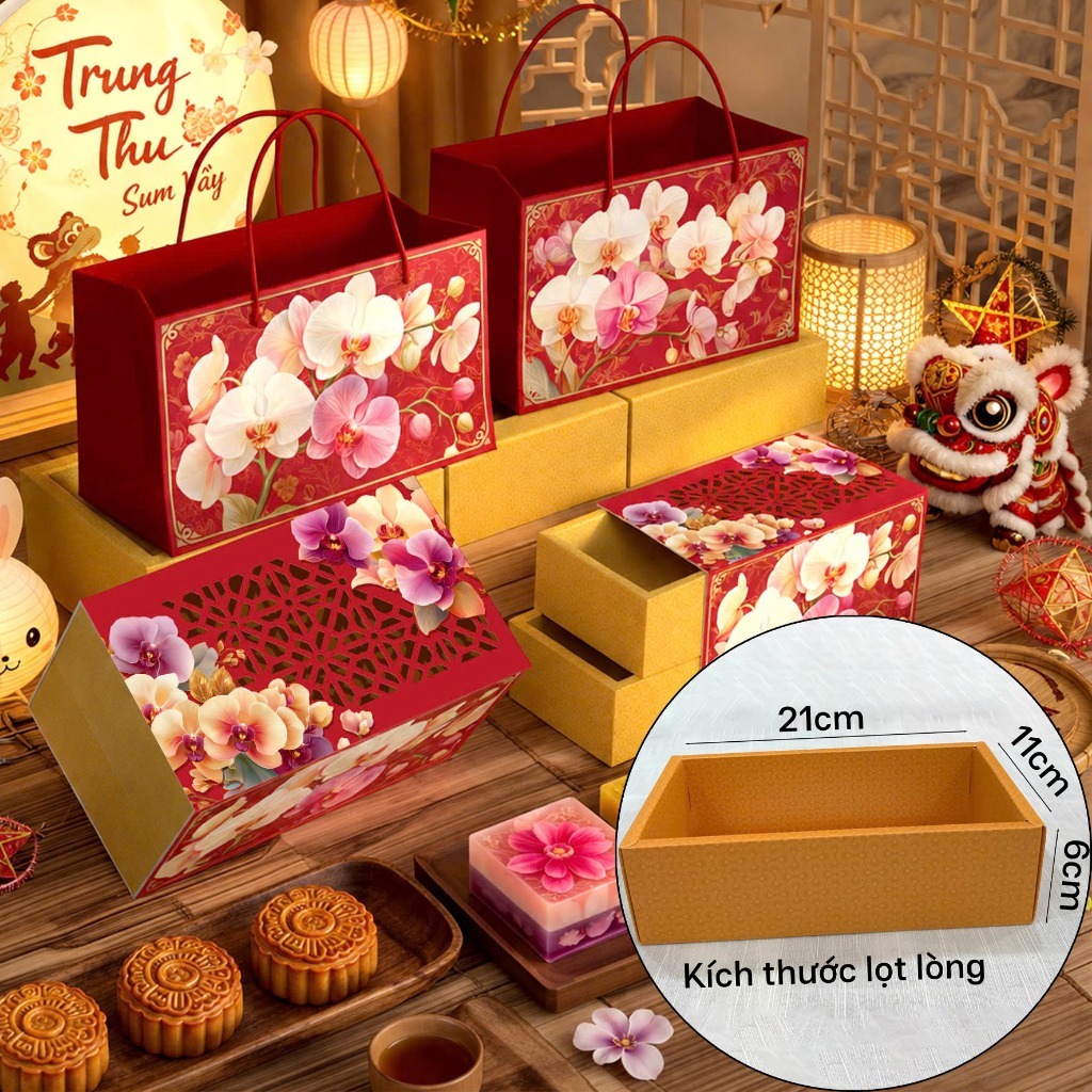 Hộp trung thu Phong Lan (2 bánh / 4 bánh) - hộp đựng bánh Trung Thu 150g - 250g